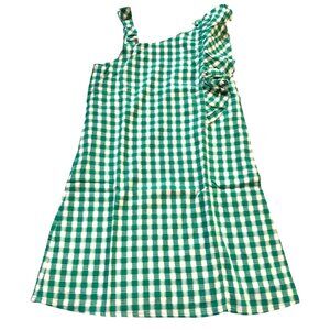 Nautica Girls Dress Sleeveless Green White Ruffle Bow Lined Size 7